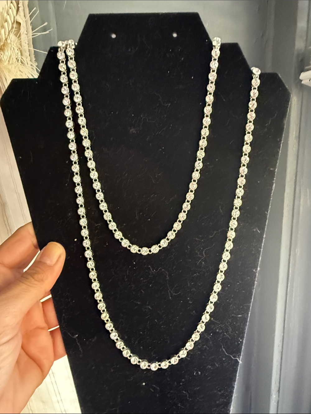 Elegant Silver Crystal Station Necklace - Women Jewelry